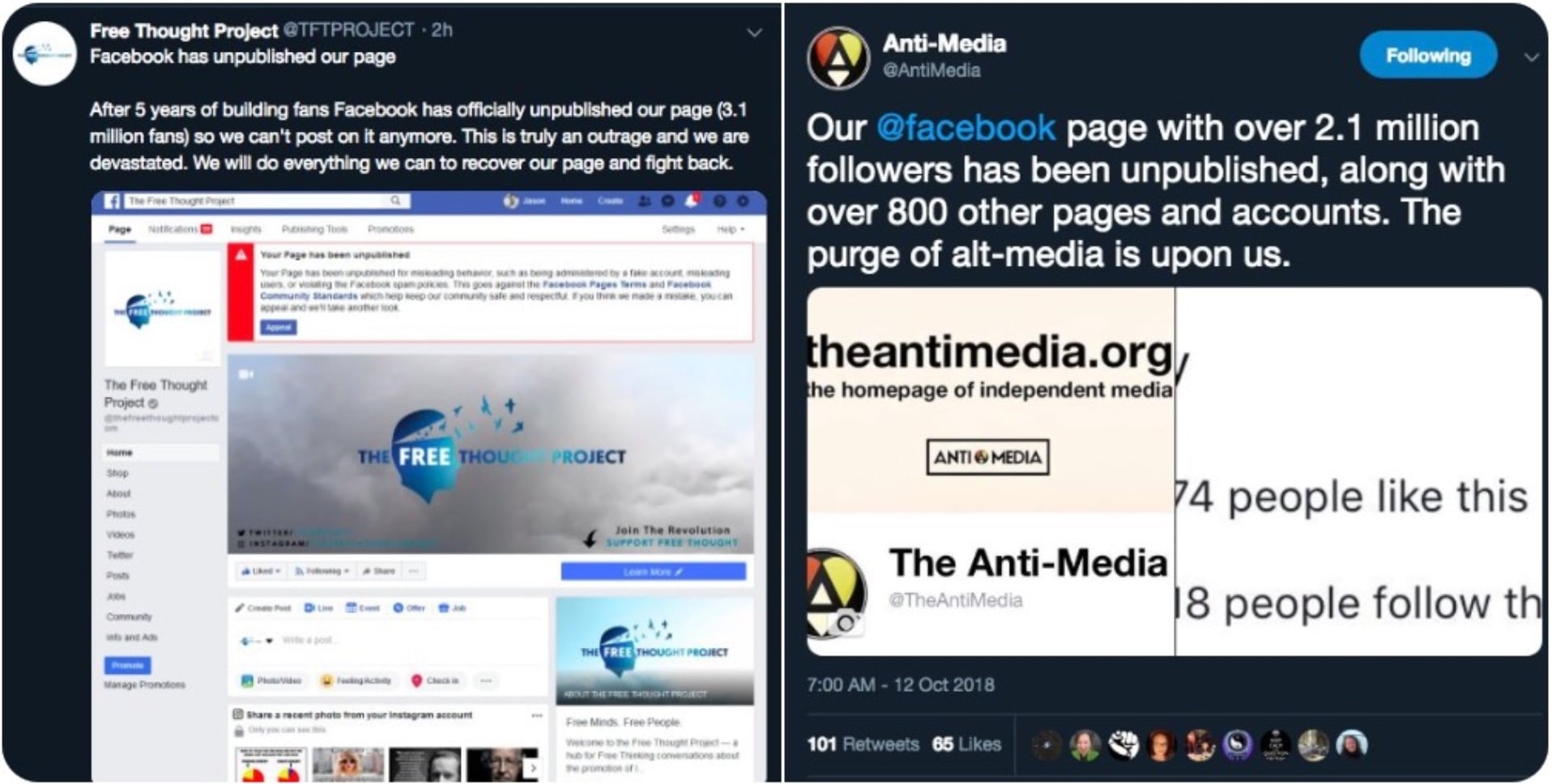Facebook Shut Down More Conservative, Libertarian and Anti-Establishment Pages With Millions of Followers, Weeks Before The Election