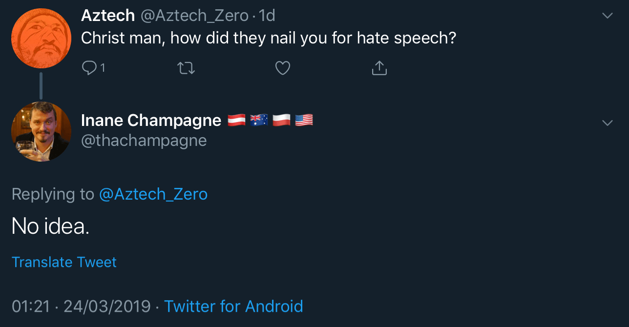 Falko von Falkner saying that he has no idea how he violated YouTube’s “hate speech” policies.