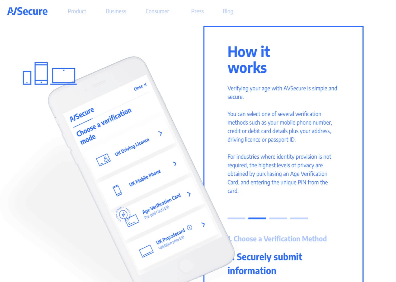 The AVSecure homepage.