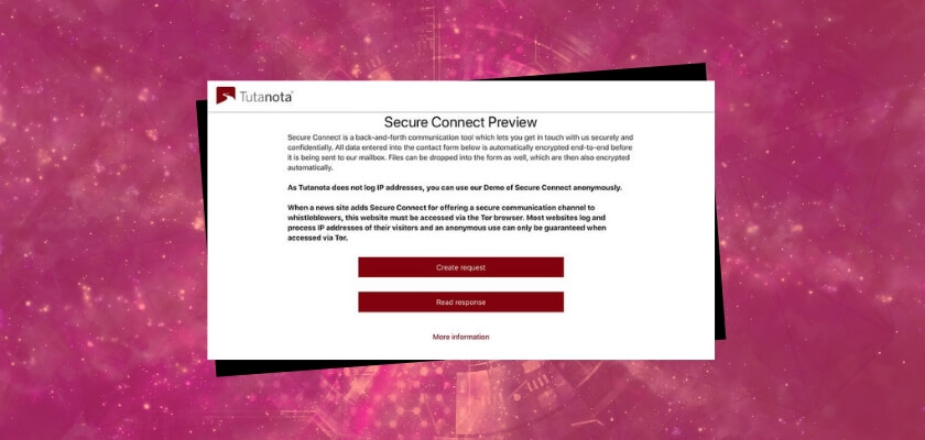 Tutanota launches Secure Connect – an encrypted contact form that facilitates secure, confidential communication between journalists and whistleblowers