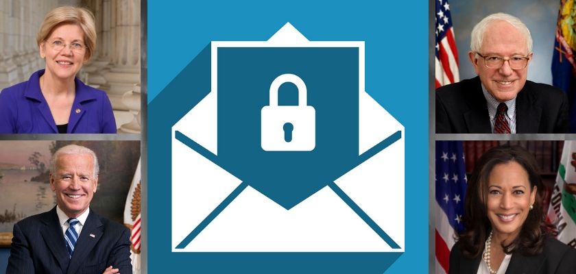 Almost all of the 2020 candidates are using bad email security practices
