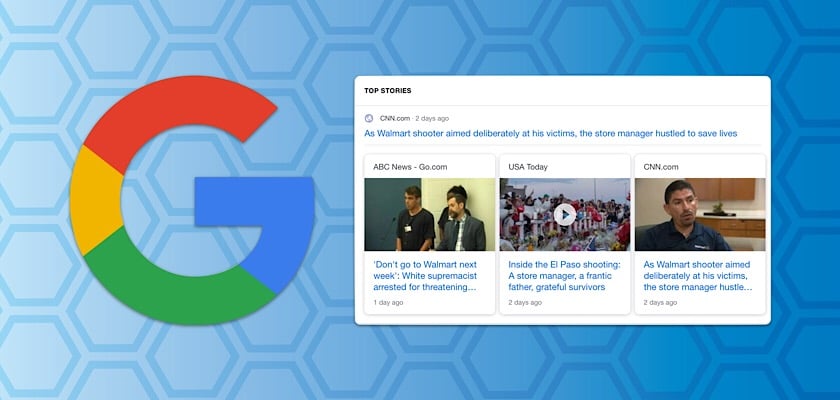 Google’s “Top Stories” section showed CNN 25% of the time for queries about Dayton and El Paso mass shootings