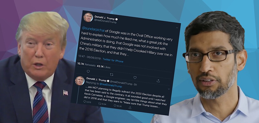 President Trump calls Google manipulating political news stories “all very illegal”