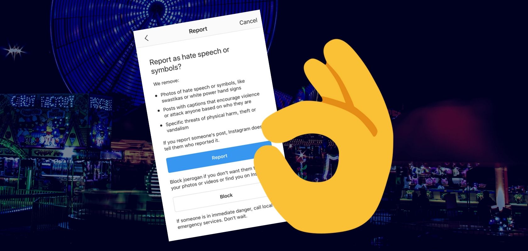 Instagram now lets users report images that contain “white power hand signs”