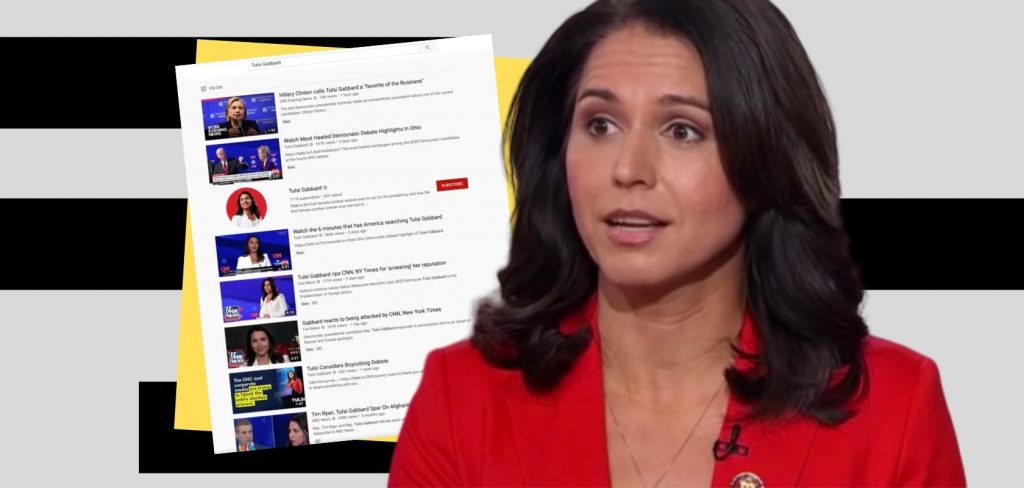 Evidence suggests Tulsi Gabbard YouTube channel was censored in search at the height of media attention