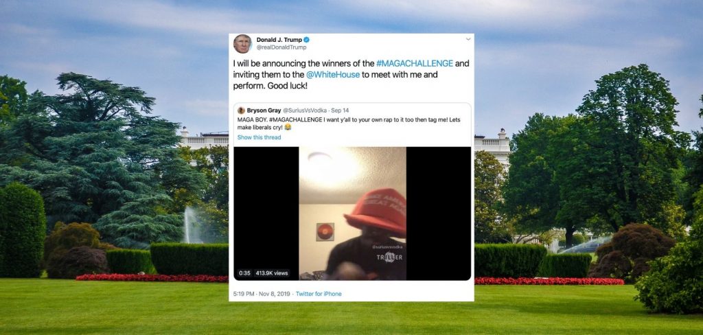 President Trump announces #MAGACHALLENGE, a social media rap challenge for his loyal supporters