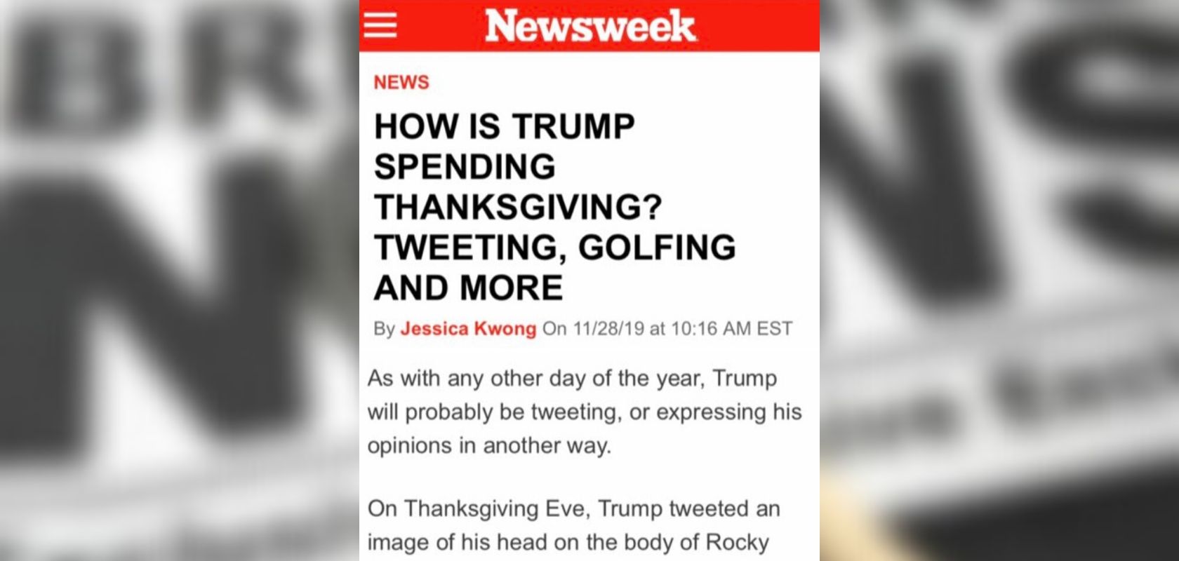 Newsweek says it’s “terminated” reporter over heavily-ridiculed article about Trump’s Thanksgiving agenda