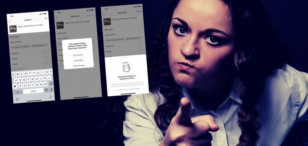 Instagram to warn users that their post is offensive, before they have a chance to publish it