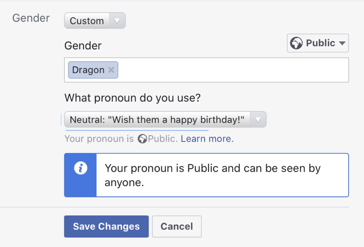 Facebook users can create an unlimited number of gender identities but saying any of them don’t exist is now considered hate speech