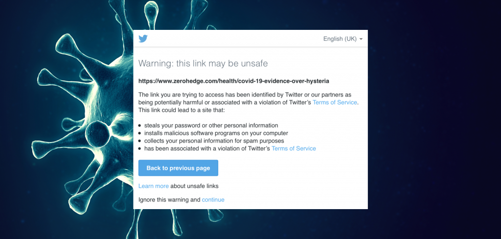 Twitter starts blocking some coronavirus links