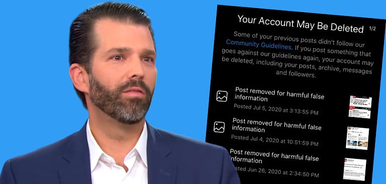Instagram threatens to delete Donald Trump Jr.’s account over “harmful false information”