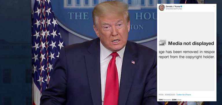 Twitter removes President Trump meme featuring photo of himself after copyright claim from The New York Times