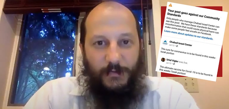 Facebook removes Rabbi’s coronavirus Torah reading, says it’s “misinformation that could cause physical harm”