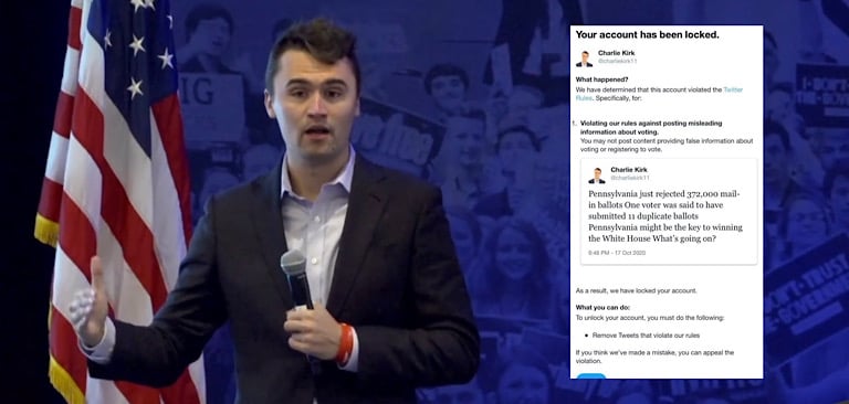 Twitter locks Charlie Kirk’s account for sharing story about Pennsylvania mail-in voter fraud