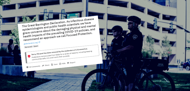 Reddit mods delete The Great Barrington Declaration, an anti-lockdown statement from world’s top scientists