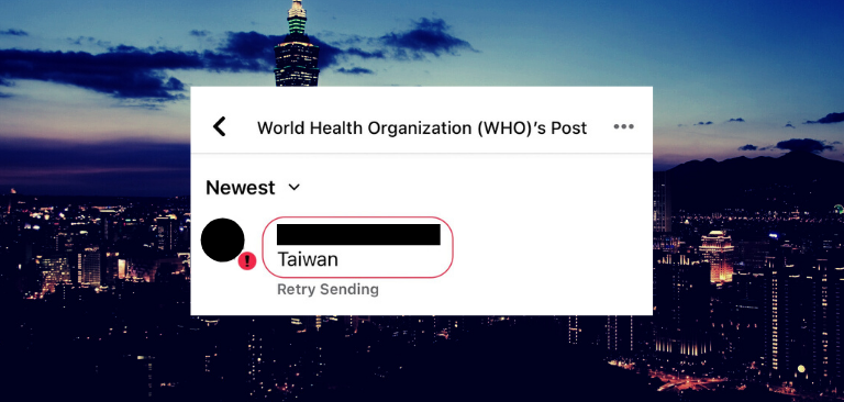 WHO complains of “cyberattack” backlash after censoring talk of Taiwan