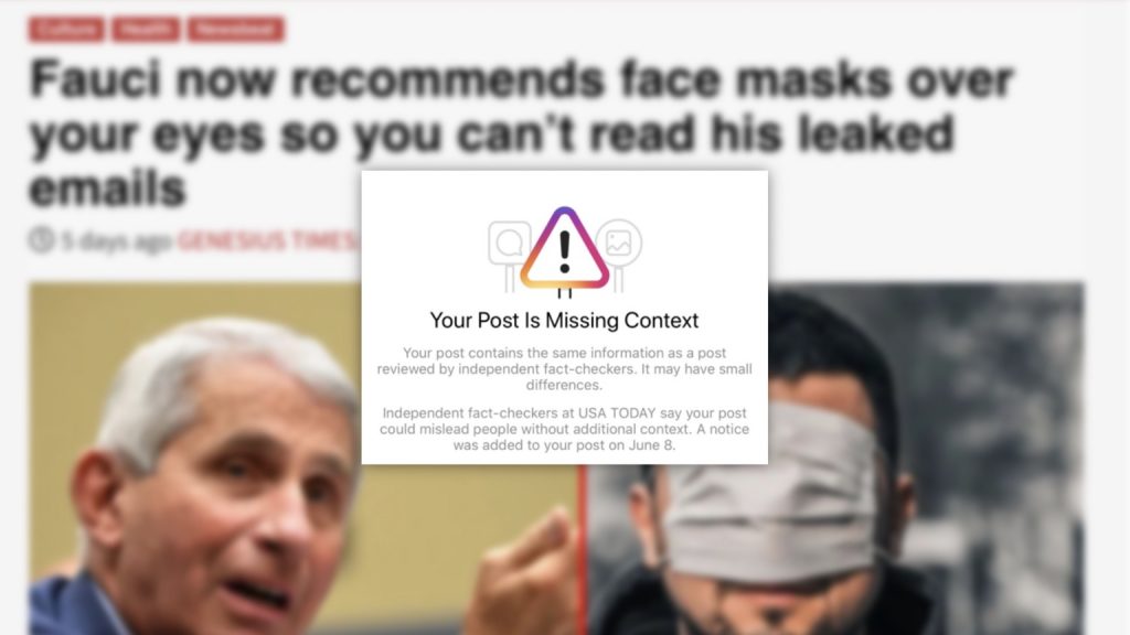 Instagram is forcing users to remove satirical posts about Fauci emails