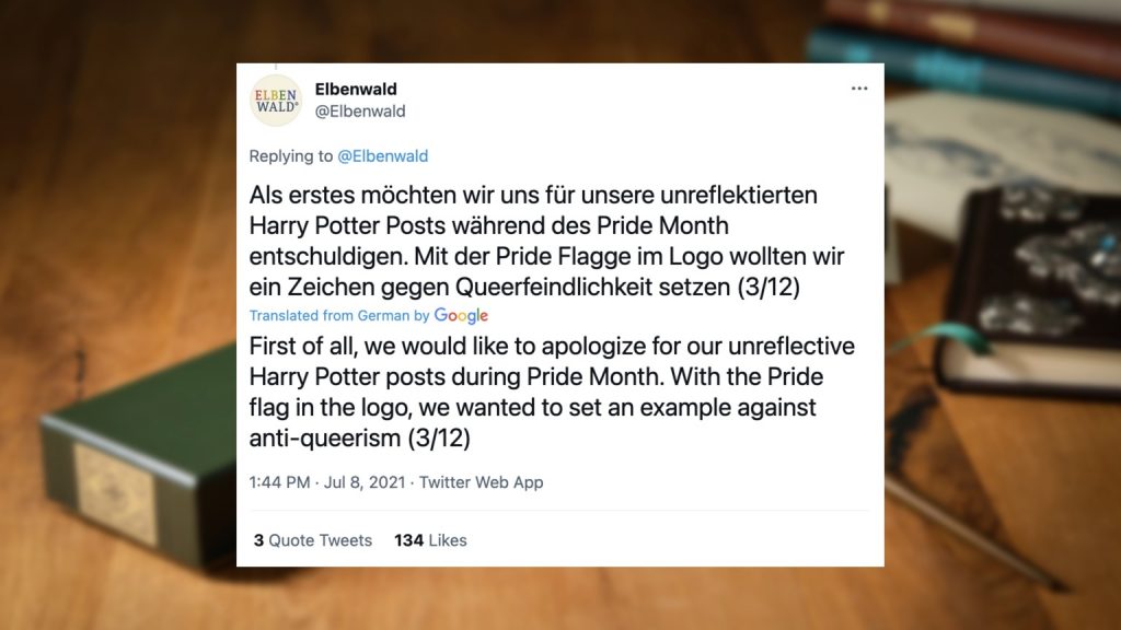 German merch chain Elbenwald pressured into apologizing for posting Harry Potter content during “Pride Month”