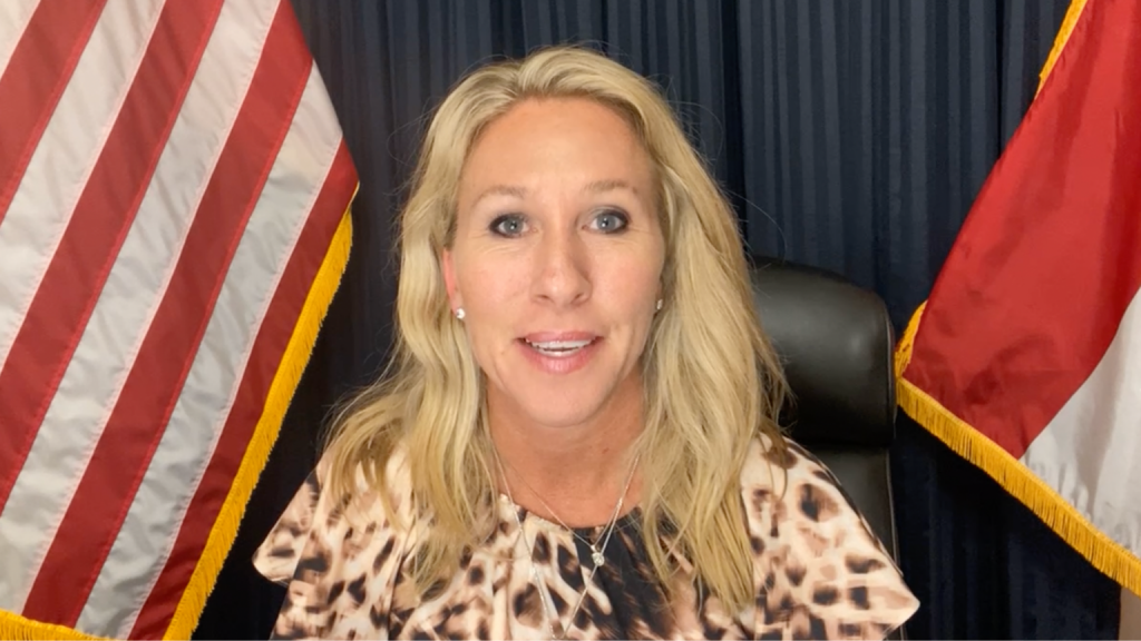 Rep. Marjorie Taylor Greene reacts to Twitter suspension