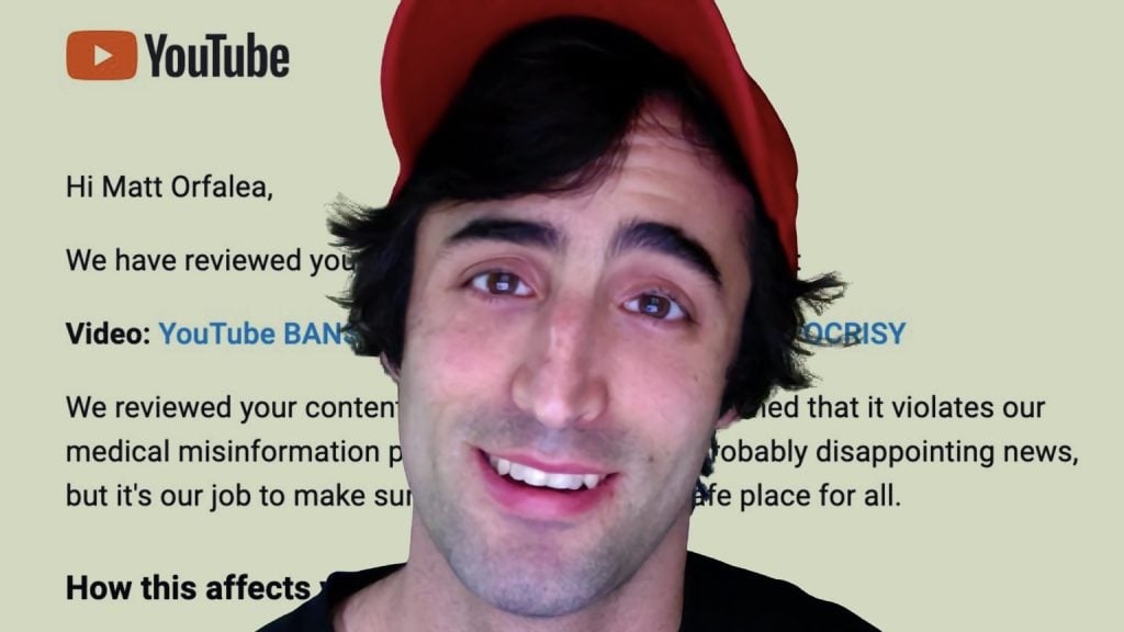 Video producer Matt Orfalea censored again for calling out YouTube censorship