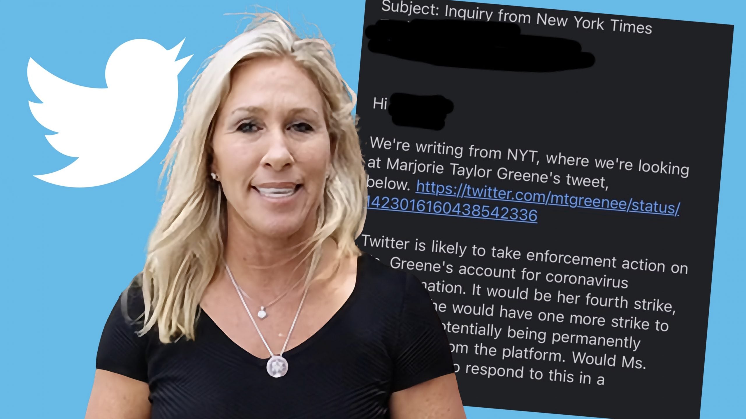 Marjorie Taylor Greene questions whether NYT is coordinating with Twitter on account suspension news stories