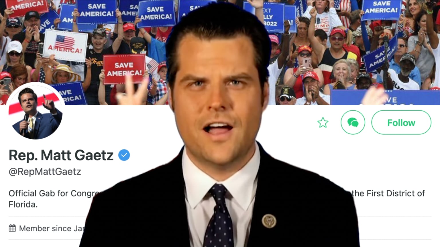 Congressman Matt Gaetz starts posting to free speech social network Gab