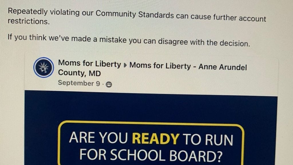 Parents’ group hit with Facebook ban for benign posts