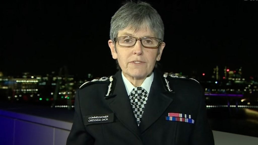 Outgoing London Metropolitan police commissioner congratulates herself on extending the surveillance state