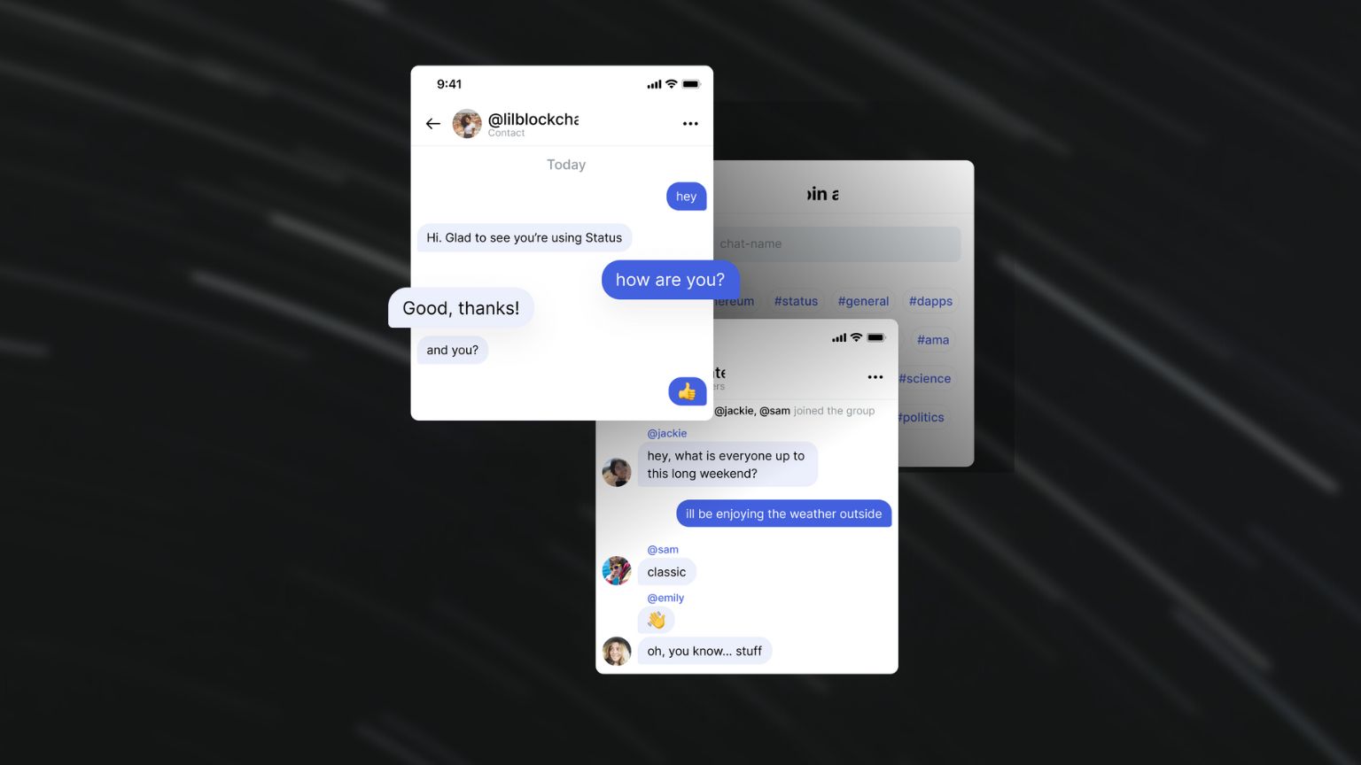 A censorship-resistant, decentralized chat and finance app