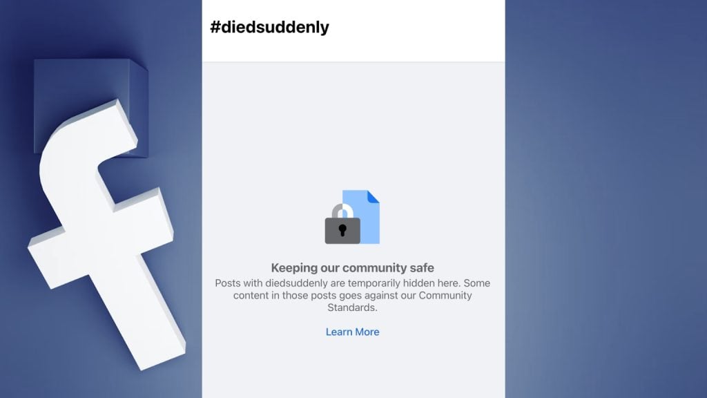 Facebook blocks #diedsuddenly hashtag