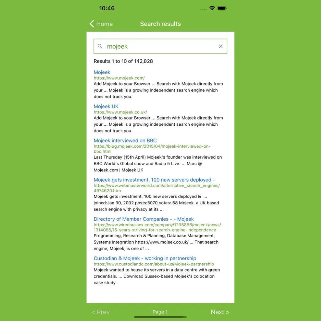Mojeek Screenshot 1