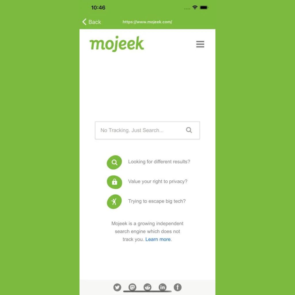 Mojeek Screenshot 2